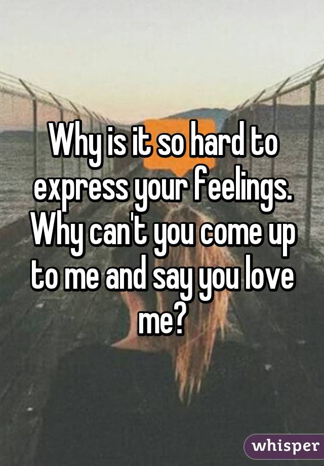 Why is it so hard to express your feelings. Why can't you come up to me and say you love me?