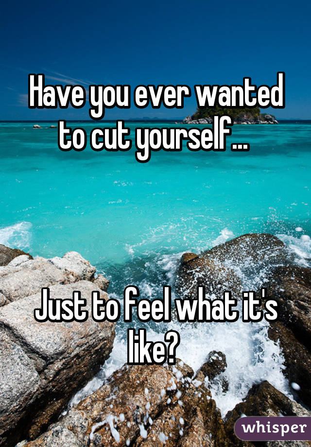 Have you ever wanted to cut yourself... 



Just to feel what it's like? 