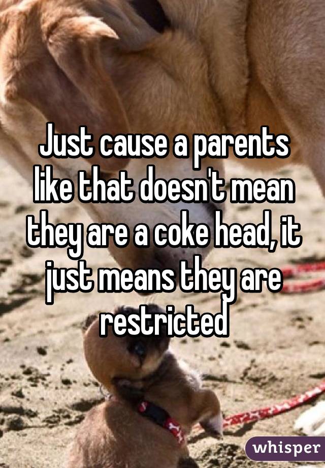 Just cause a parents like that doesn't mean they are a coke head, it just means they are restricted