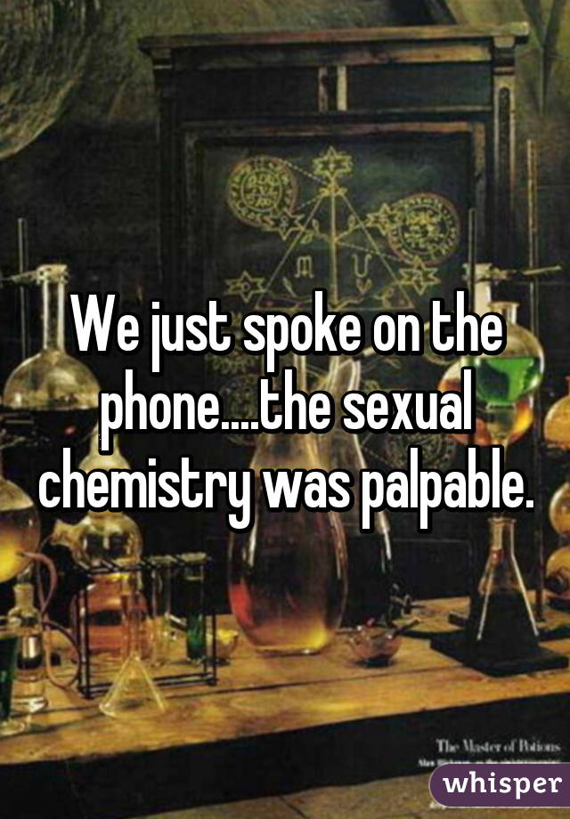 We just spoke on the phone....the sexual chemistry was palpable.