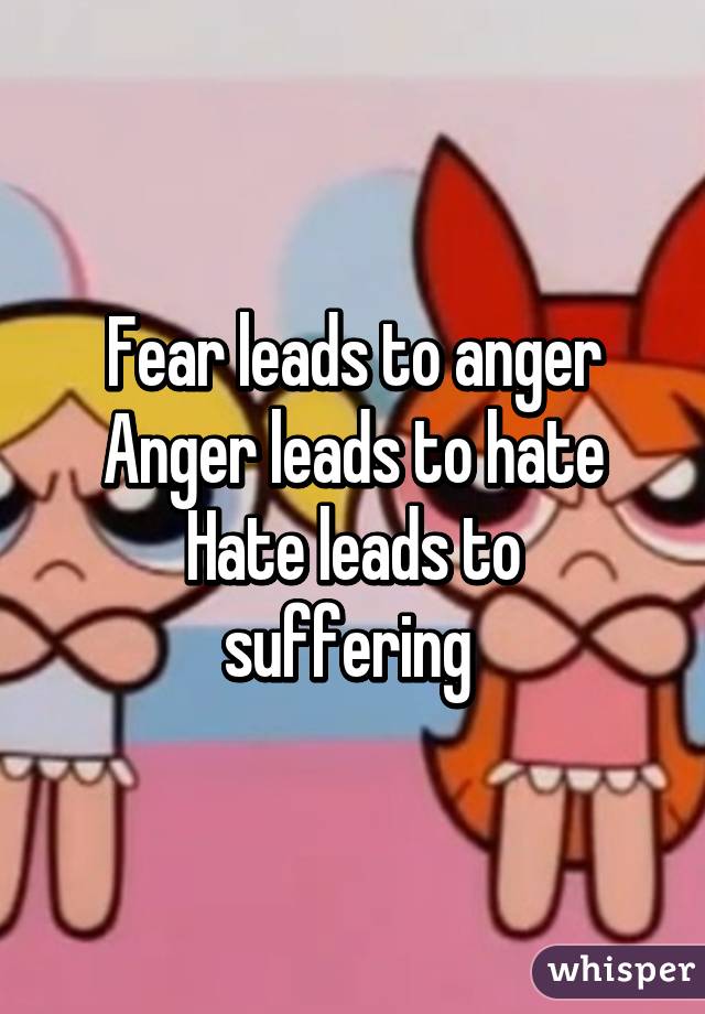 Fear leads to anger
Anger leads to hate
Hate leads to suffering 