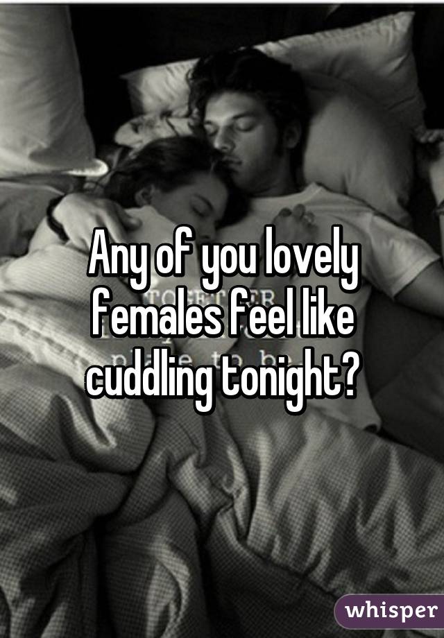 Any of you lovely females feel like cuddling tonight?