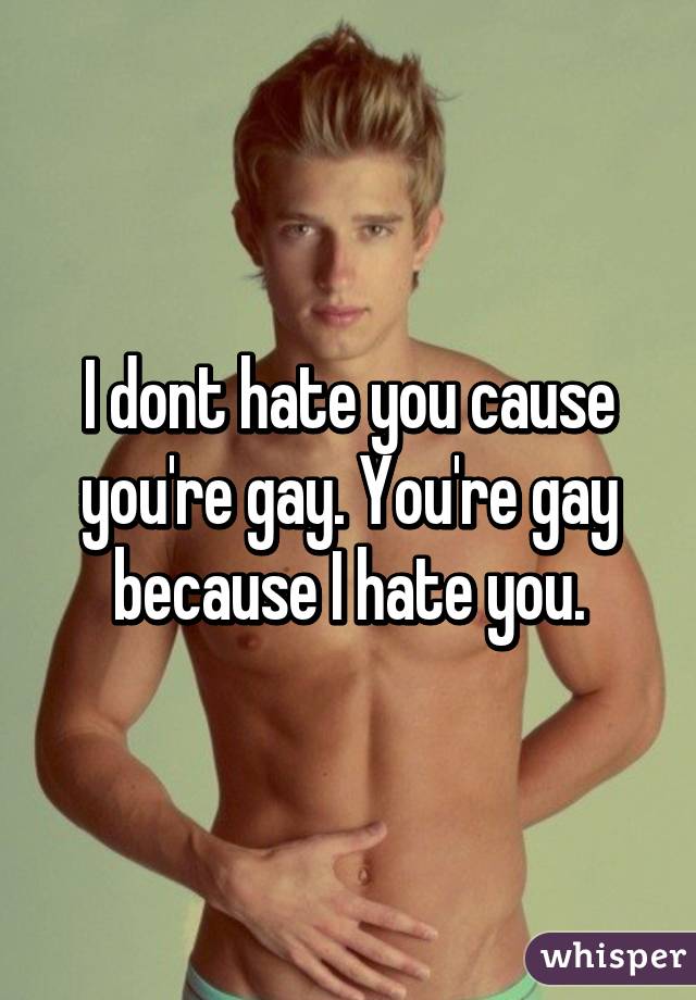 I dont hate you cause you're gay. You're gay because I hate you.