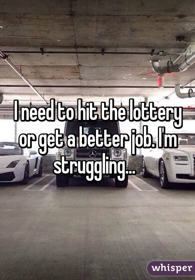 I need to hit the lottery or get a better job. I'm struggling...  