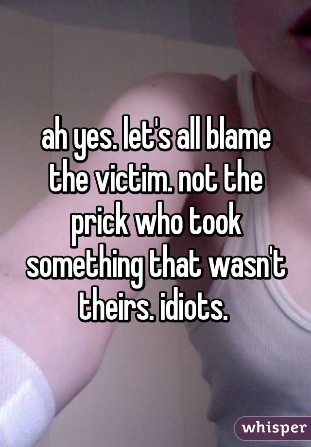 ah yes. let's all blame the victim. not the prick who took something that wasn't theirs. idiots. 