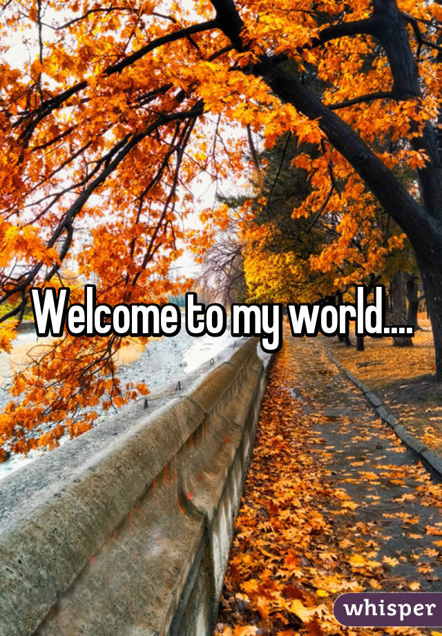 Welcome to my world....