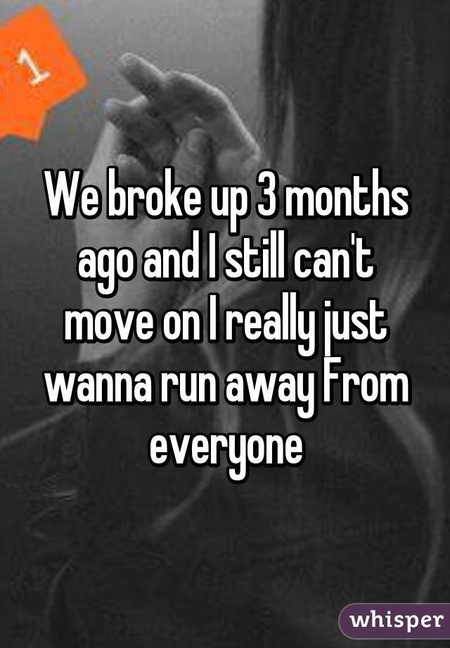 We broke up 3 months ago and I still can't move on I really just wanna run away From everyone
