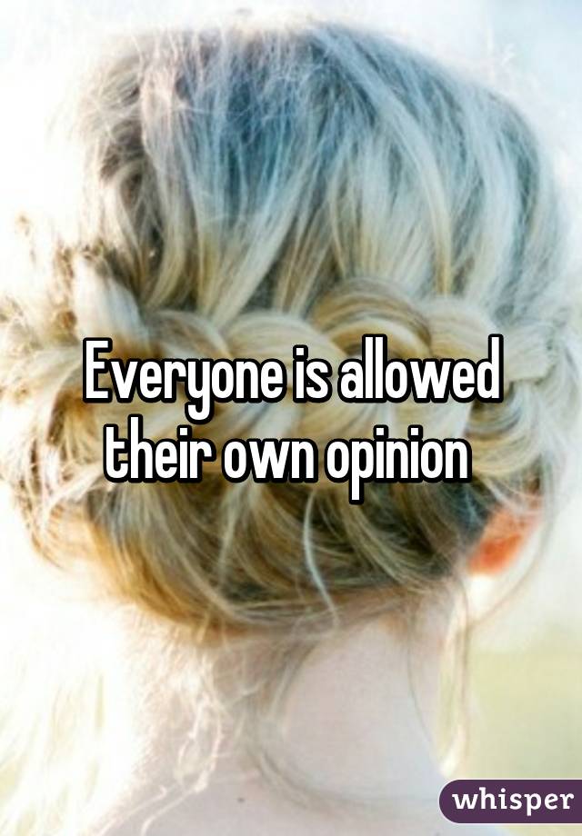 Everyone is allowed their own opinion 