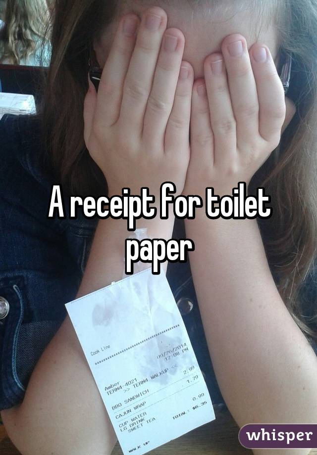 A receipt for toilet paper