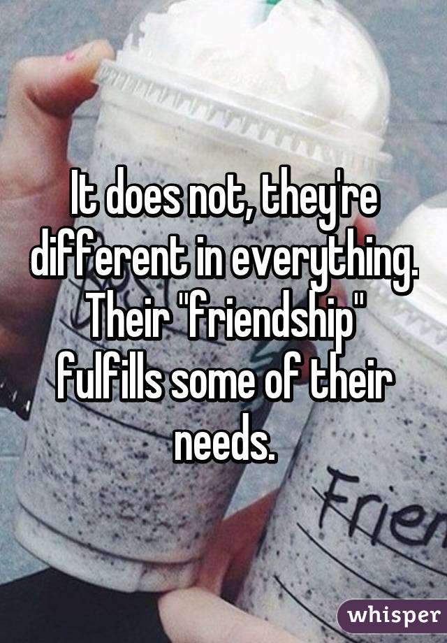 It does not, they're different in everything. Their "friendship" fulfills some of their needs.