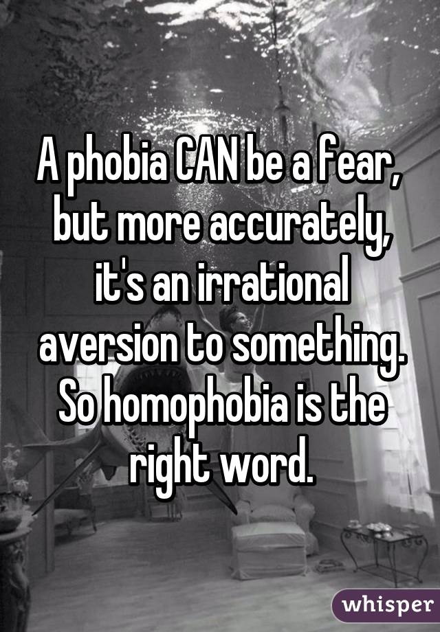 A phobia CAN be a fear,  but more accurately, it's an irrational aversion to something. So homophobia is the right word.