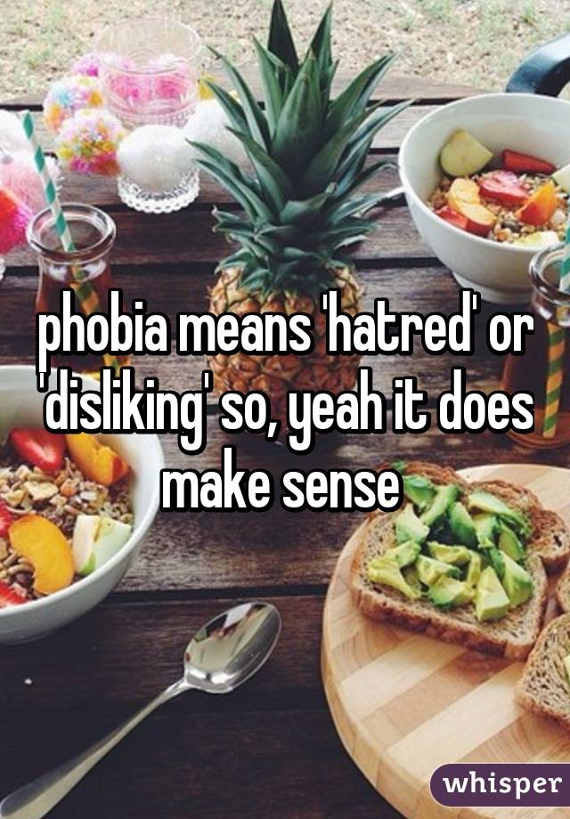 phobia means 'hatred' or 'disliking' so, yeah it does make sense 