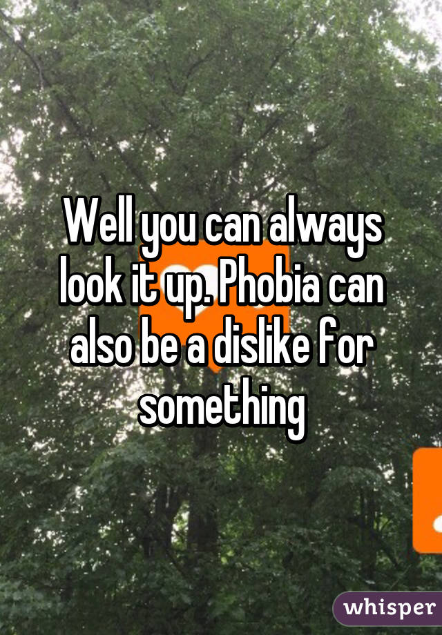 Well you can always look it up. Phobia can also be a dislike for something