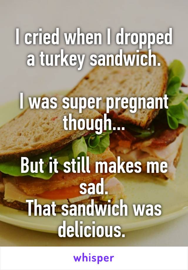 I cried when I dropped a turkey sandwich.

I was super pregnant though...

But it still makes me sad.
That sandwich was delicious. 