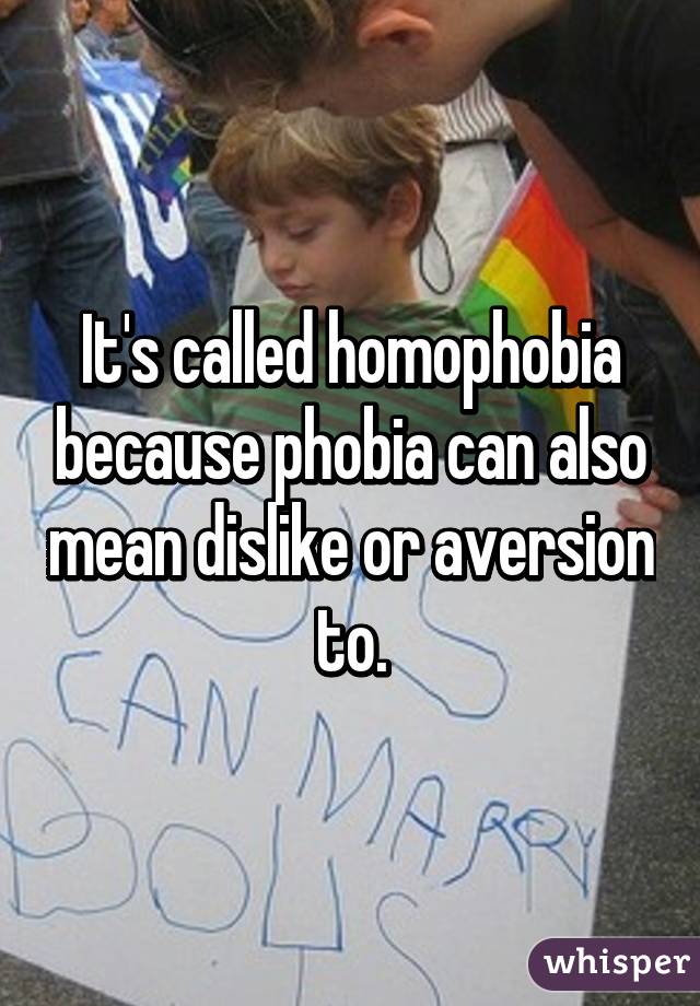 It's called homophobia because phobia can also mean dislike or aversion to.