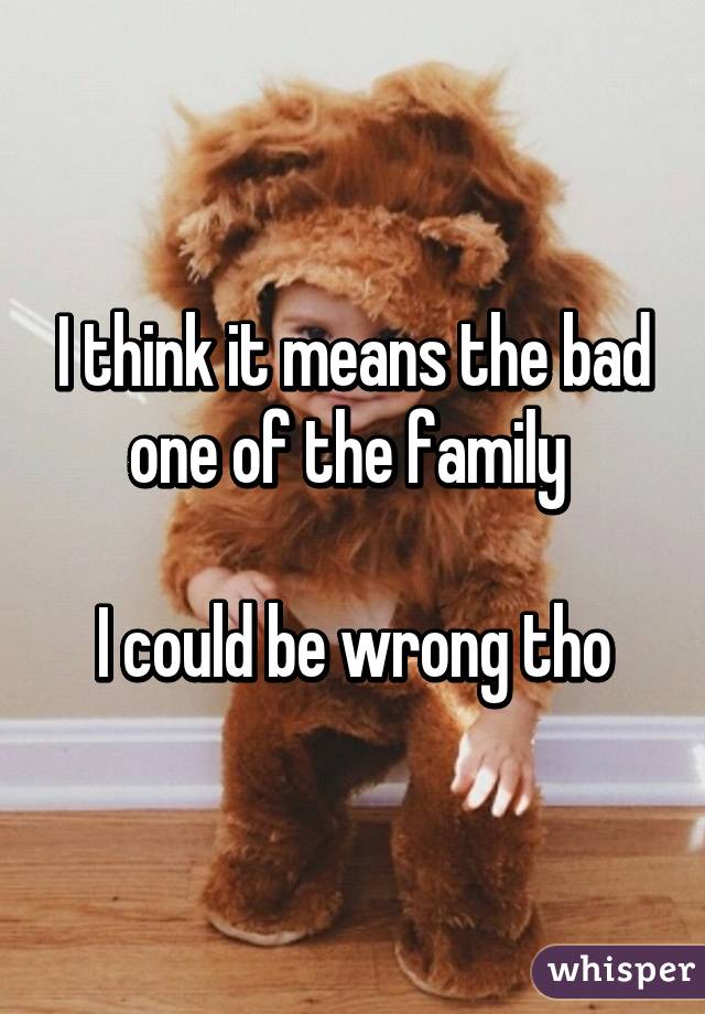 I think it means the bad one of the family 

I could be wrong tho