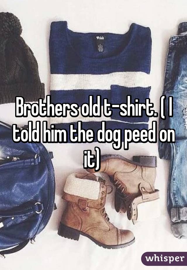 Brothers old t-shirt. ( I told him the dog peed on it) 