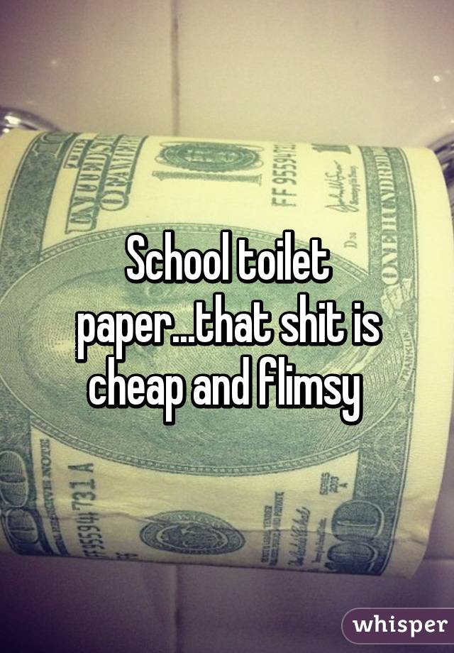 School toilet paper...that shit is cheap and flimsy 