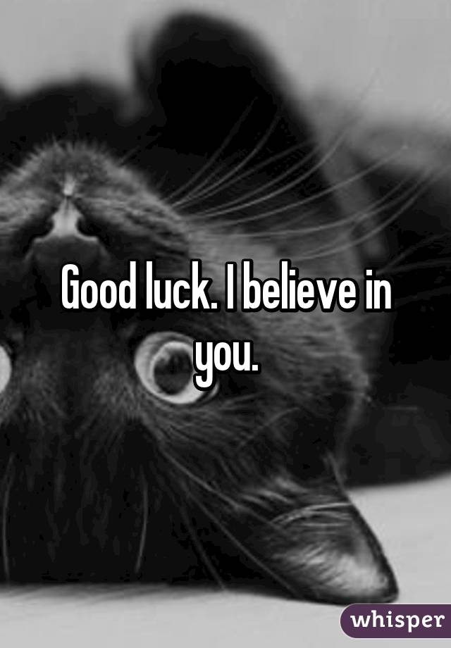 Good luck. I believe in you.