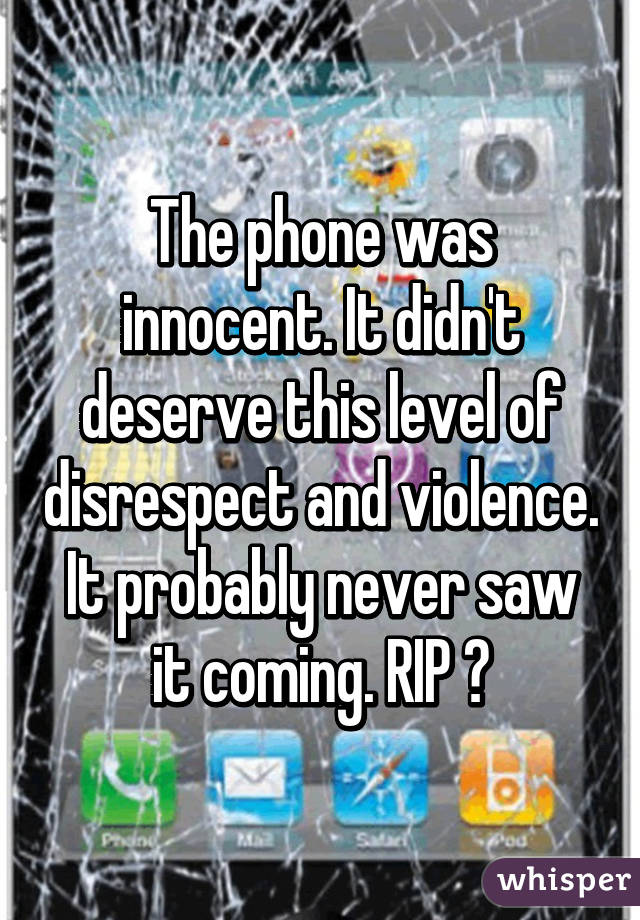 The phone was innocent. It didn't deserve this level of disrespect and violence. It probably never saw it coming. RIP 📱