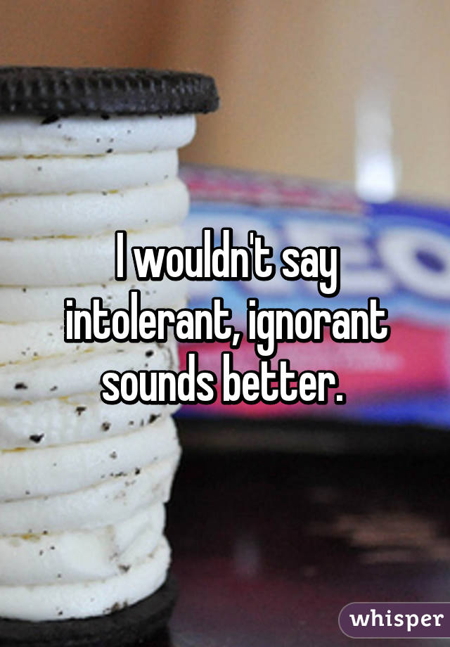 I wouldn't say intolerant, ignorant sounds better. 