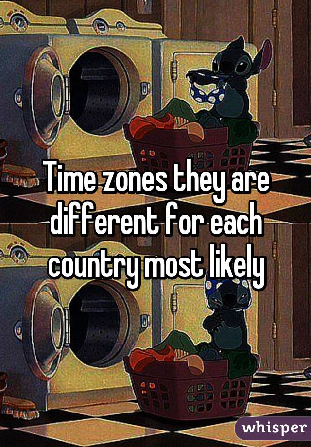 Time zones they are different for each country most likely