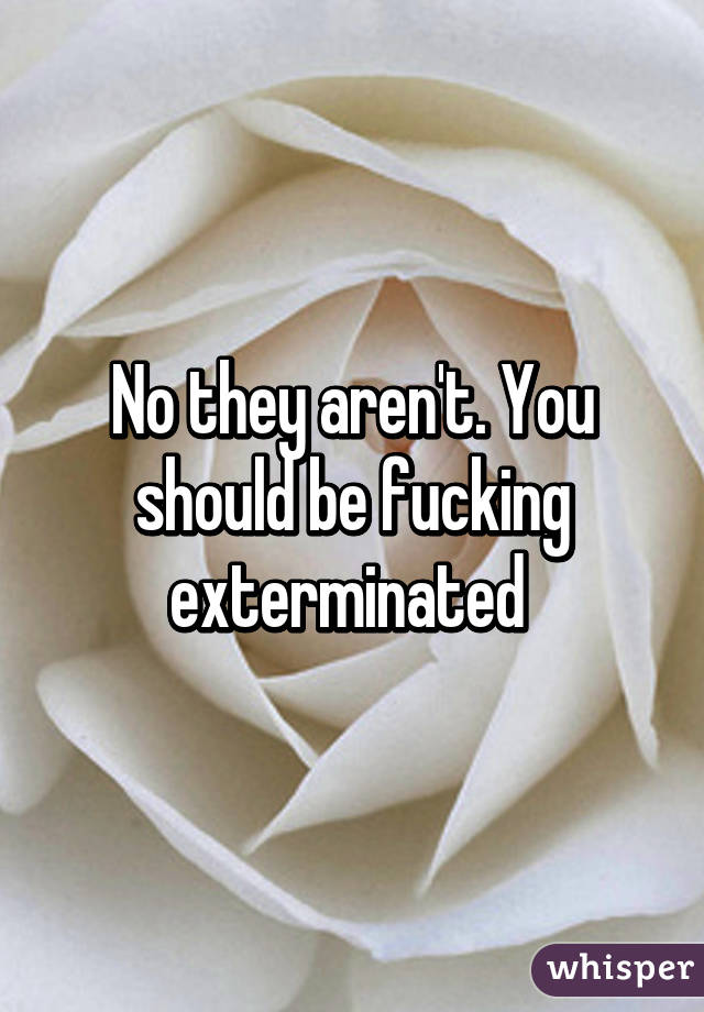 No they aren't. You should be fucking exterminated 