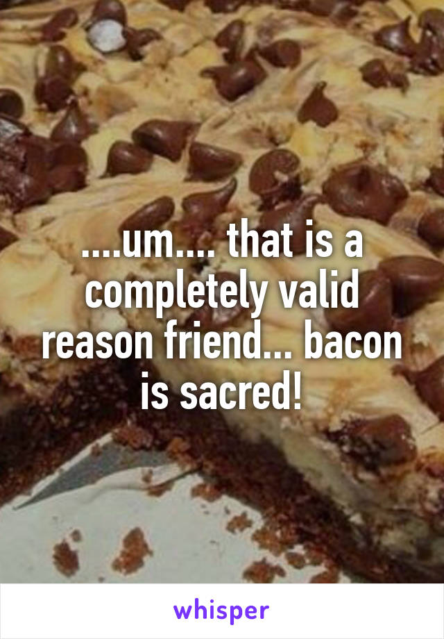 ....um.... that is a completely valid reason friend... bacon is sacred!