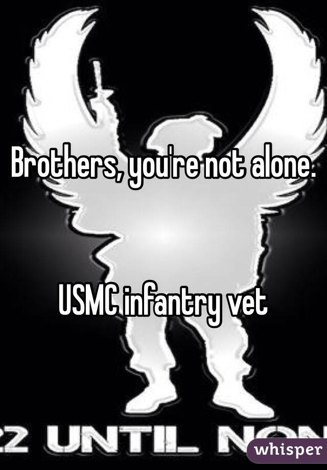 Brothers, you're not alone. 


USMC infantry vet