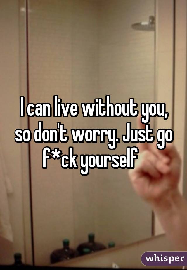 I can live without you, so don't worry. Just go f*ck yourself  