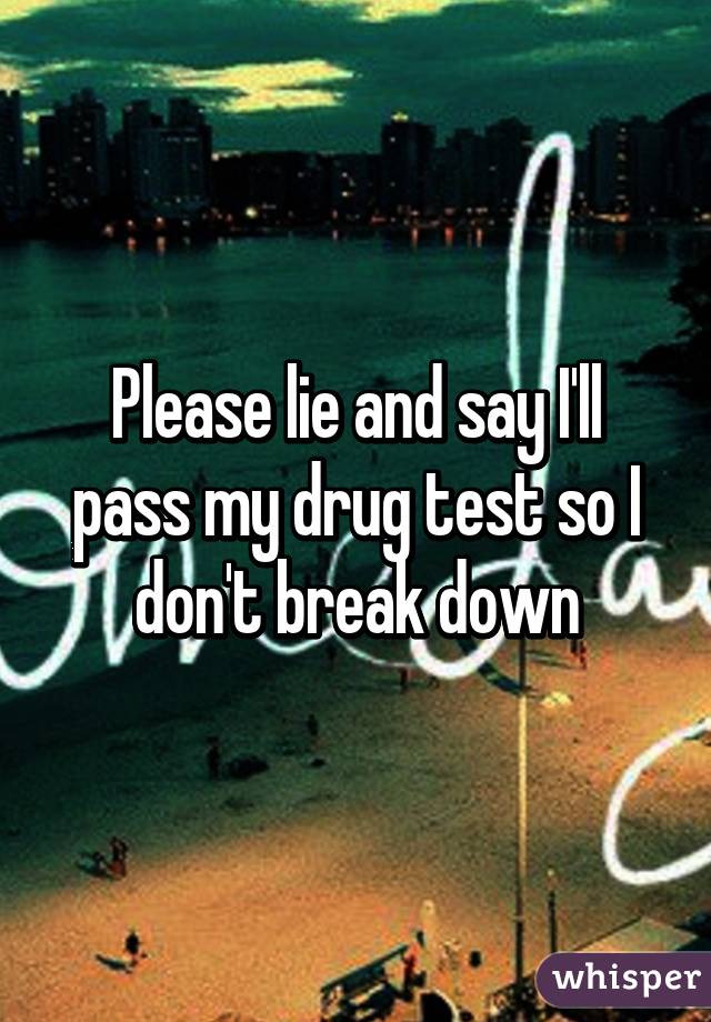 Please lie and say I'll pass my drug test so I don't break down