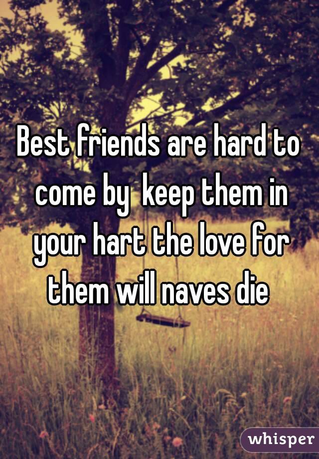 Best friends are hard to come by  keep them in your hart the love for them will naves die 