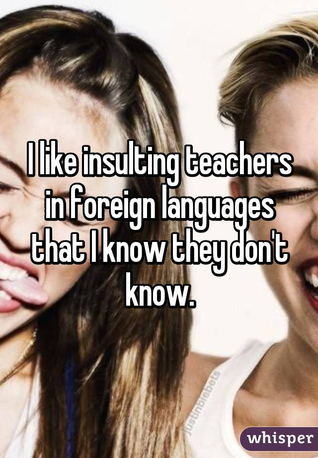 I like insulting teachers in foreign languages that I know they don't know.
