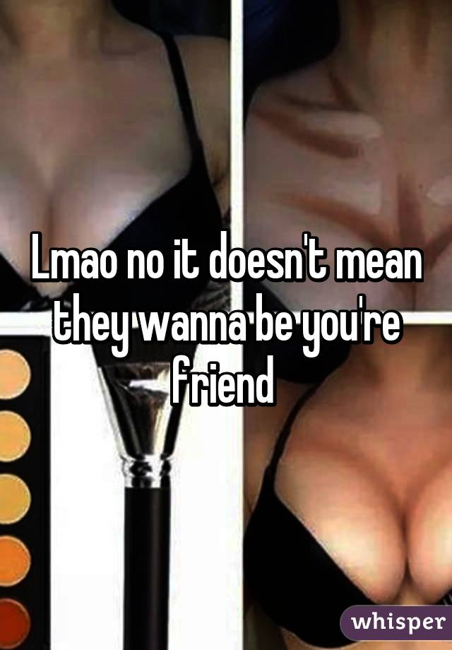 Lmao no it doesn't mean they wanna be you're friend 