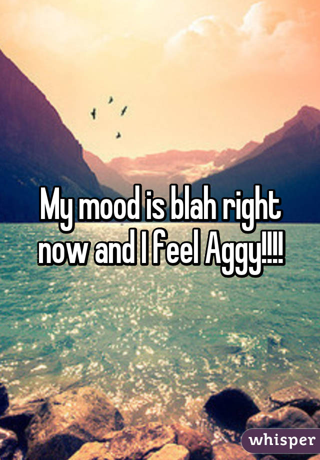 My mood is blah right now and I feel Aggy!!!!