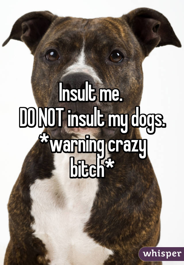 Insult me. 
DO NOT insult my dogs.
*warning crazy bitch*