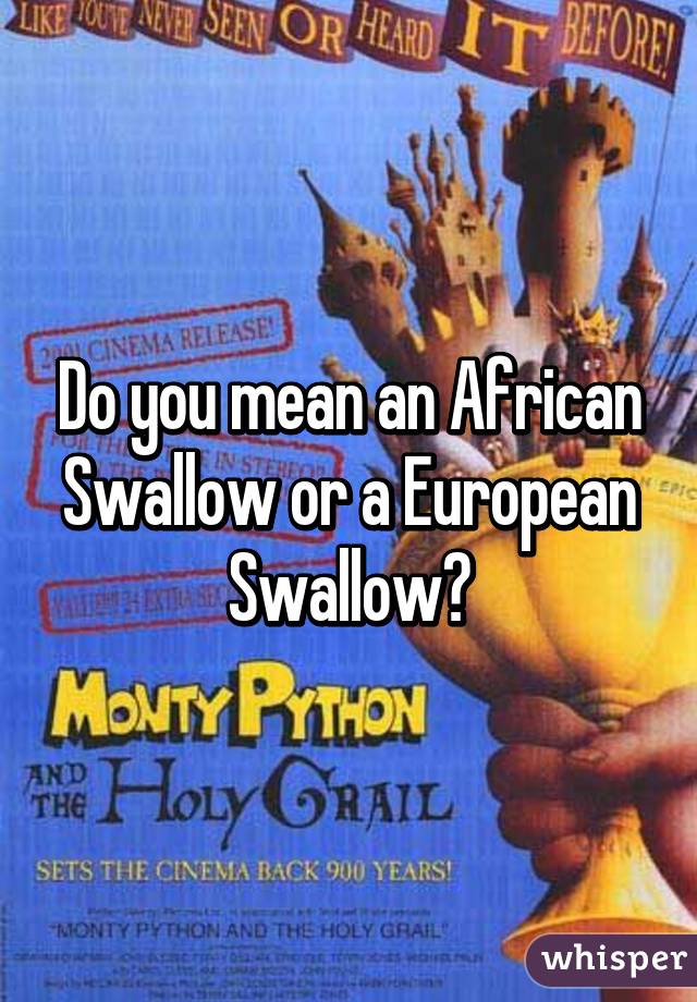 Do you mean an African Swallow or a European Swallow?