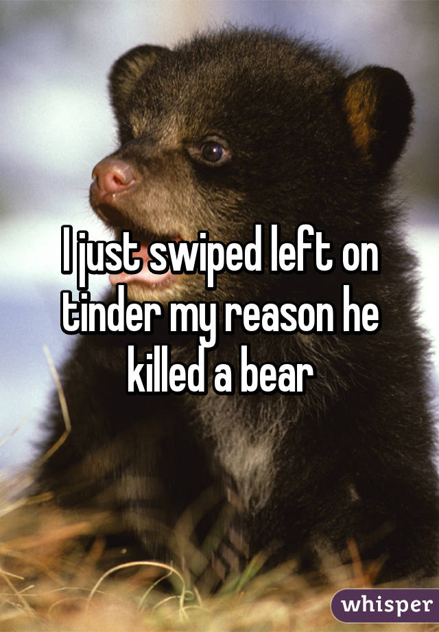 I just swiped left on tinder my reason he killed a bear