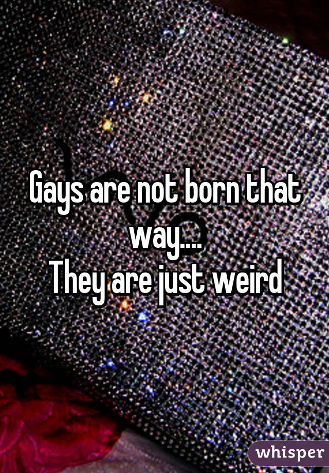 Gays are not born that way....
They are just weird