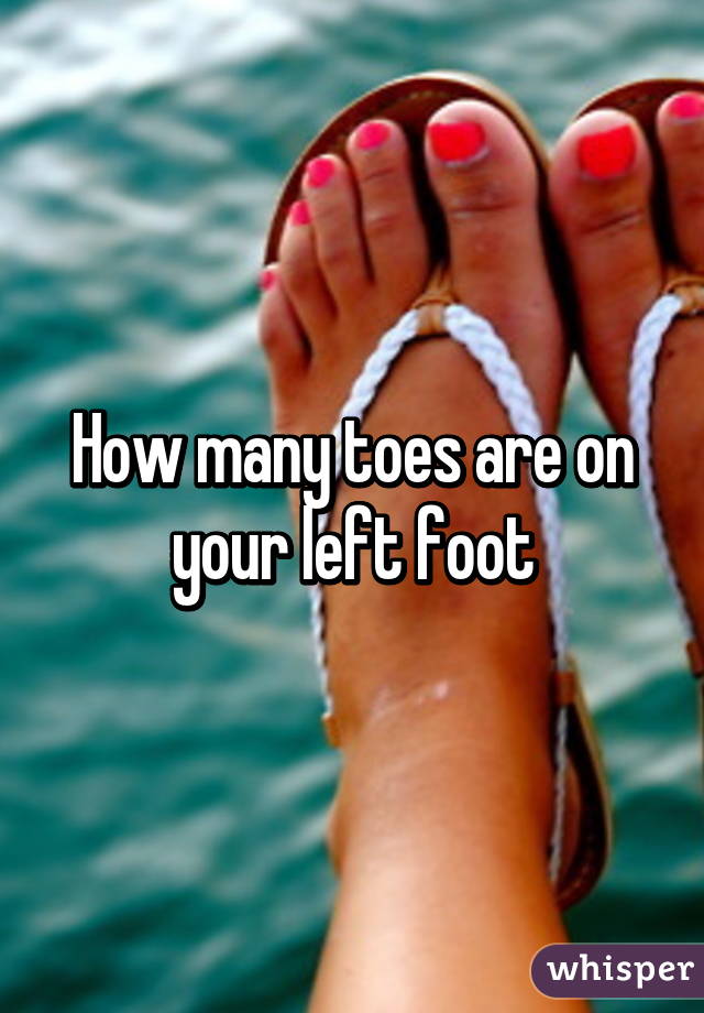 How many toes are on your left foot
