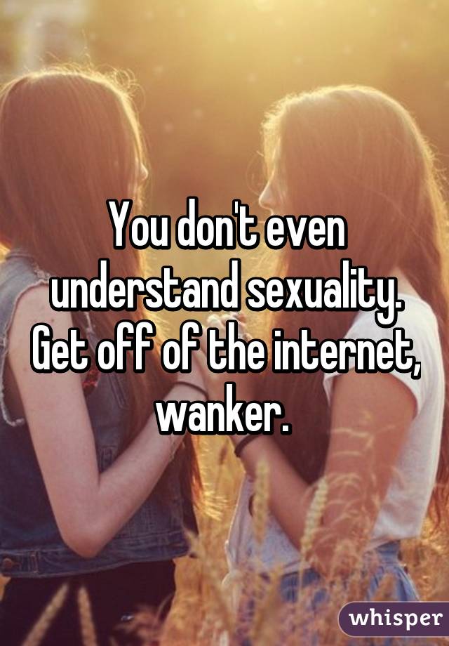 You don't even understand sexuality. Get off of the internet, wanker. 