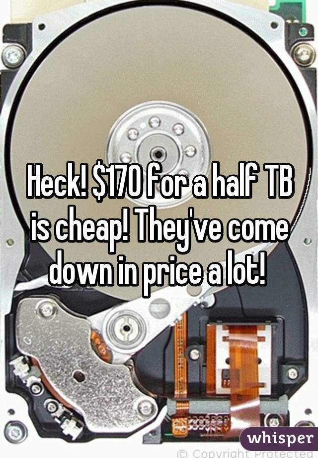 Heck! $170 for a half TB is cheap! They've come down in price a lot! 