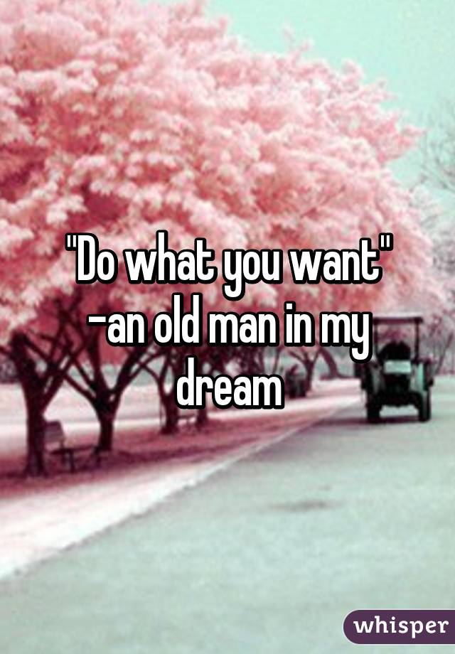 "Do what you want"
-an old man in my dream