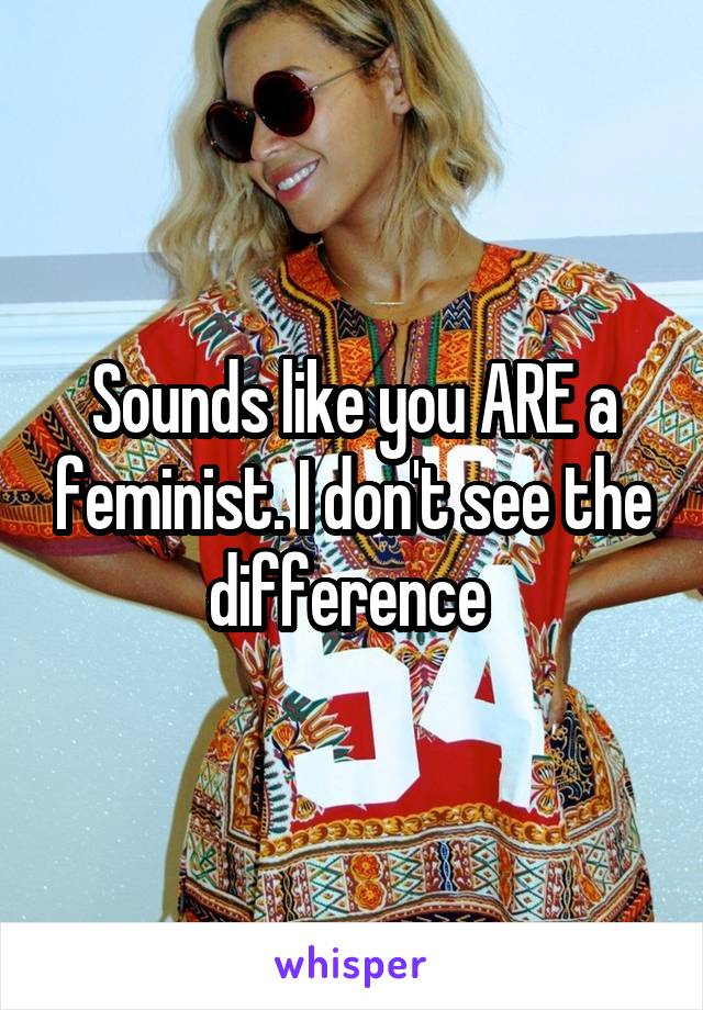 Sounds like you ARE a feminist. I don't see the difference 