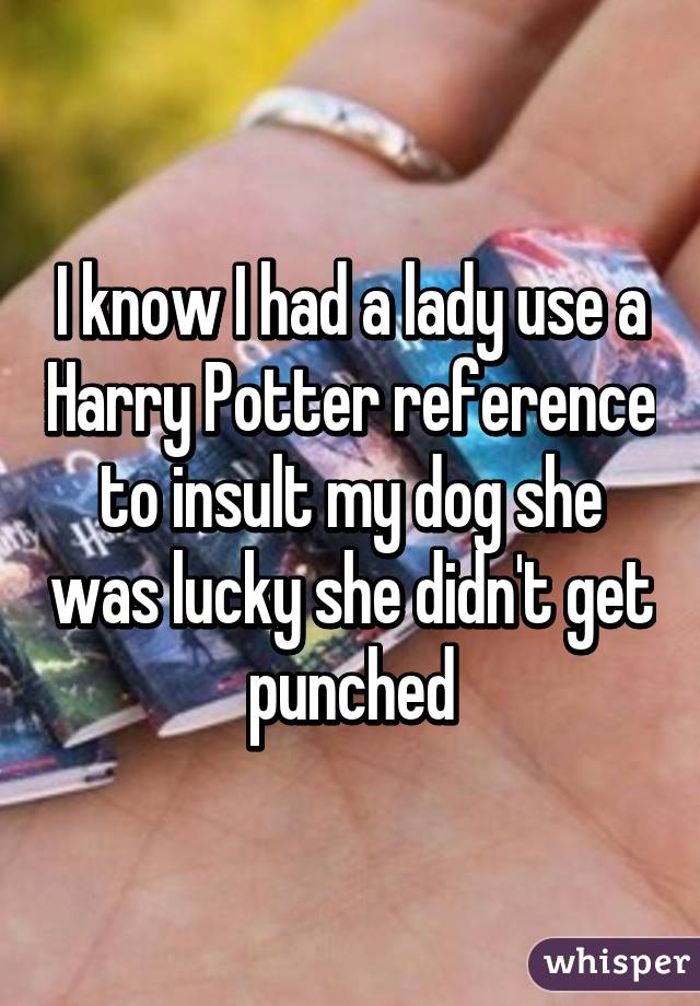 I know I had a lady use a Harry Potter reference to insult my dog she was lucky she didn't get punched