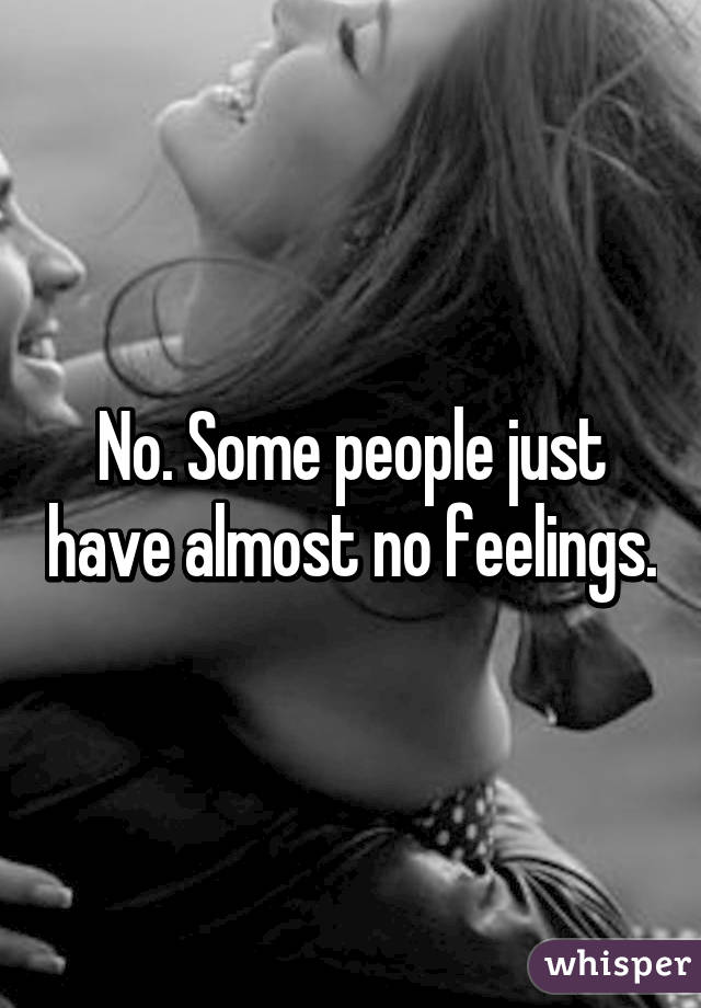 No. Some people just have almost no feelings.