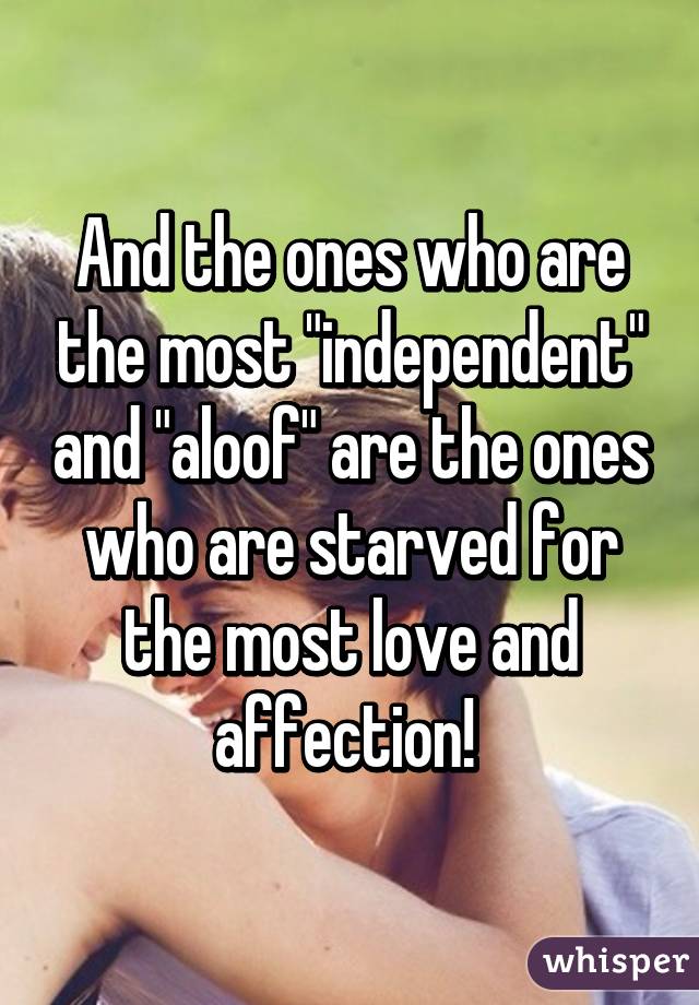 And the ones who are the most "independent" and "aloof" are the ones who are starved for the most love and affection! 