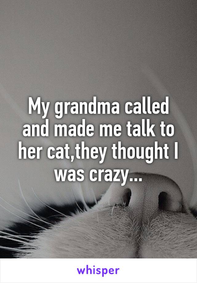 My grandma called and made me talk to her cat,they thought I was crazy...