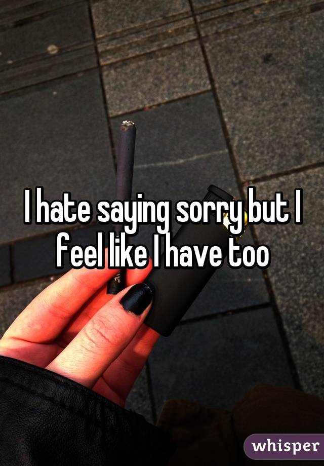 I hate saying sorry but I feel like I have too