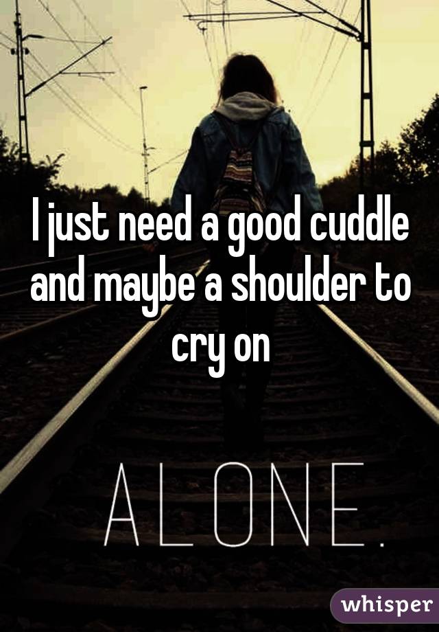 I just need a good cuddle and maybe a shoulder to cry on
